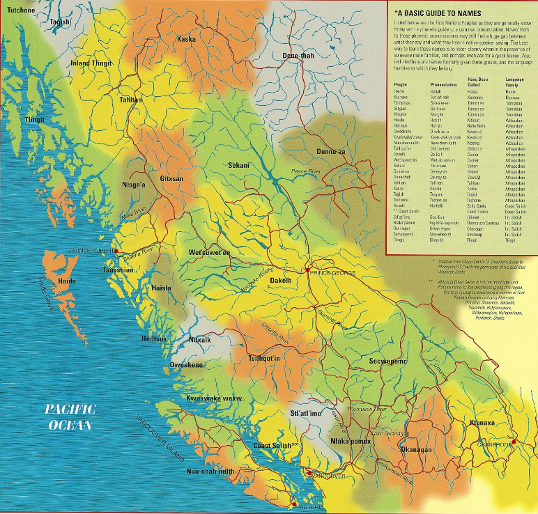 Map of First Nations Peoples in BC
